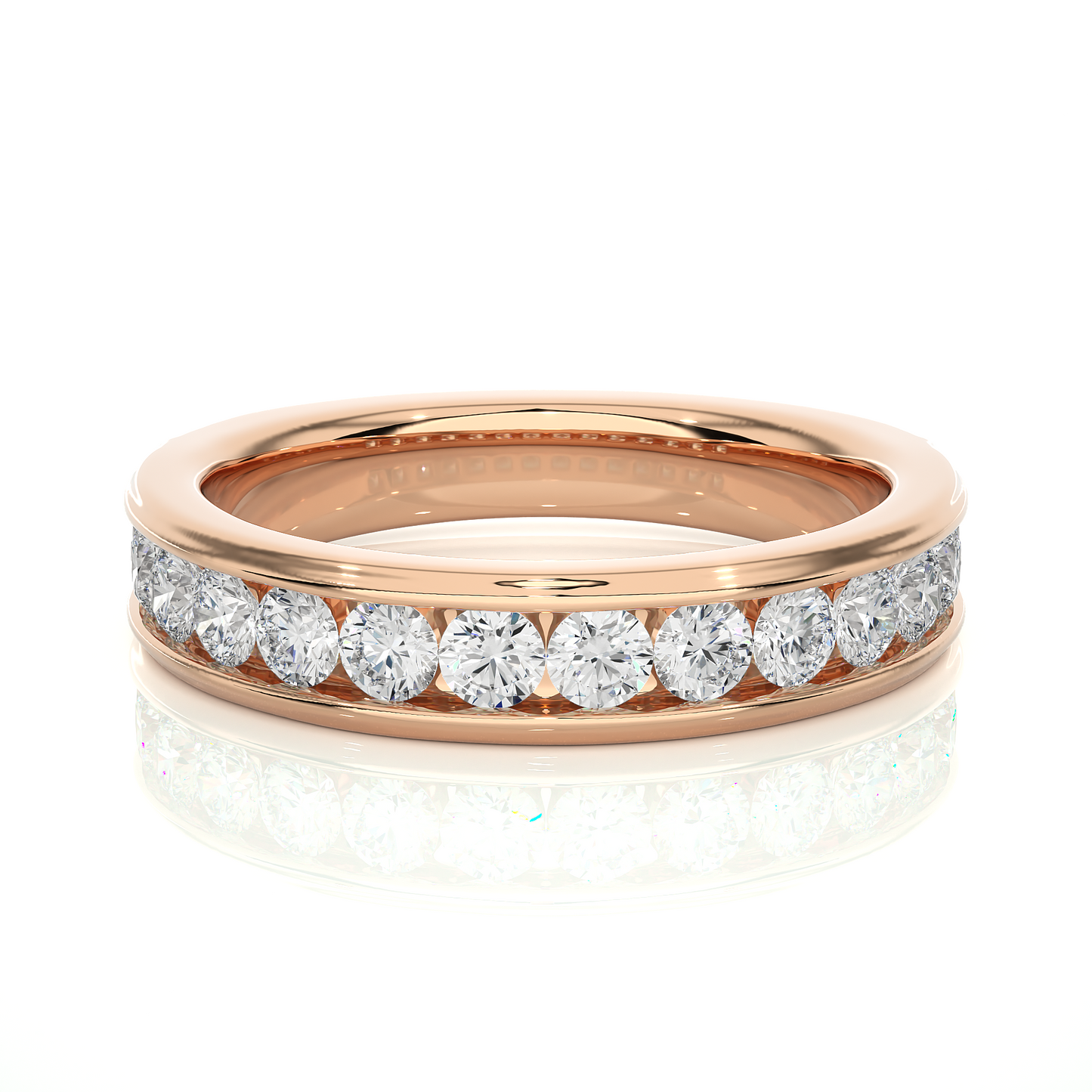 Channel Set Round Diamond Wedding Band Ring Timeless Sparkle For Women's In 14K Solid Gold