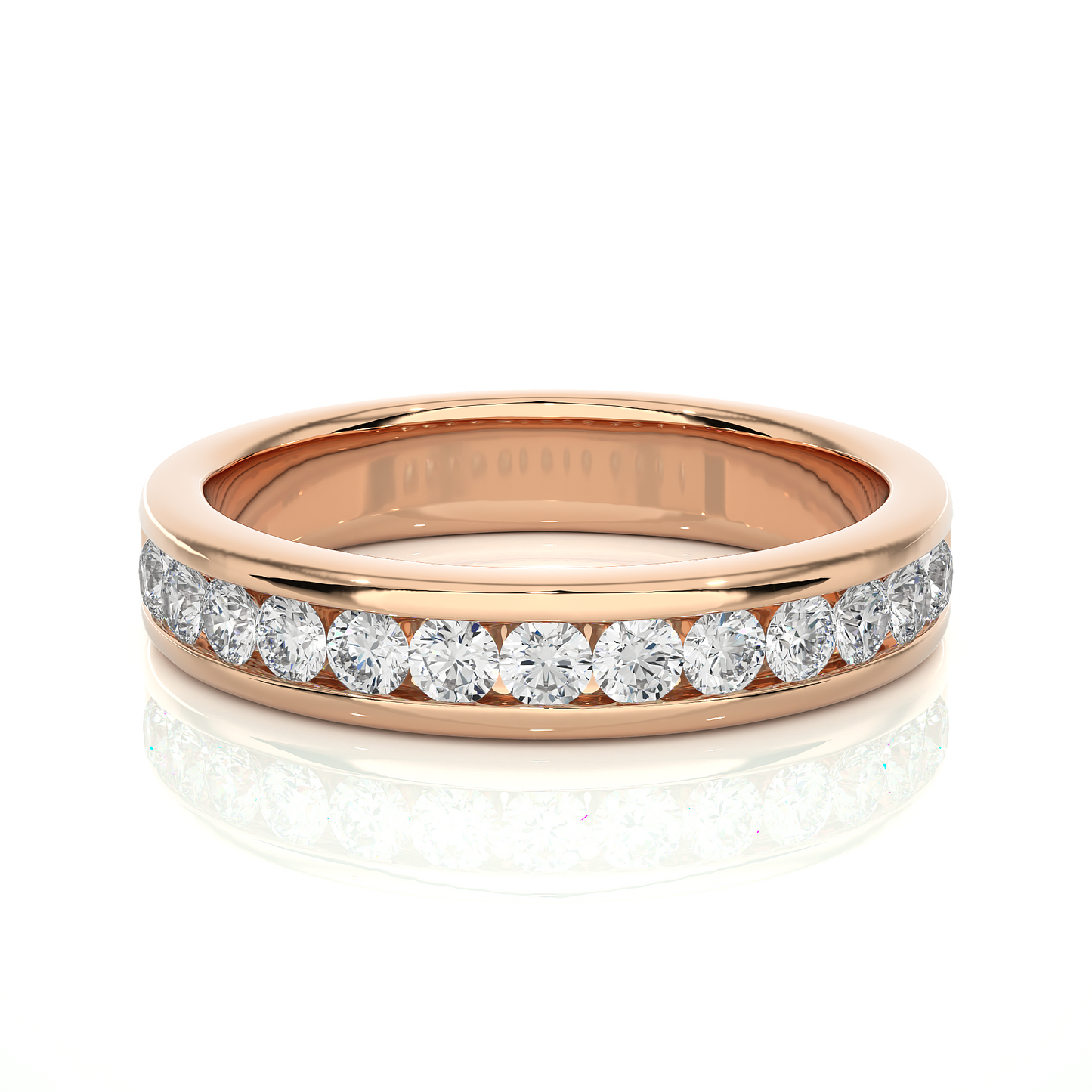 Eco-Friendly Round Diamond Channel Set Wedding Band Lab-Grown Sparkle Band For Wife