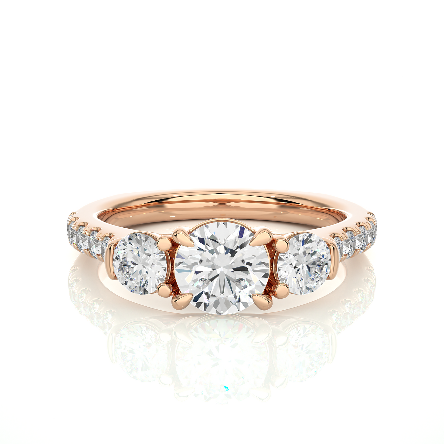 1.54 Ct Lab grown Round Diamond Anniversary Ring, With Three Stone