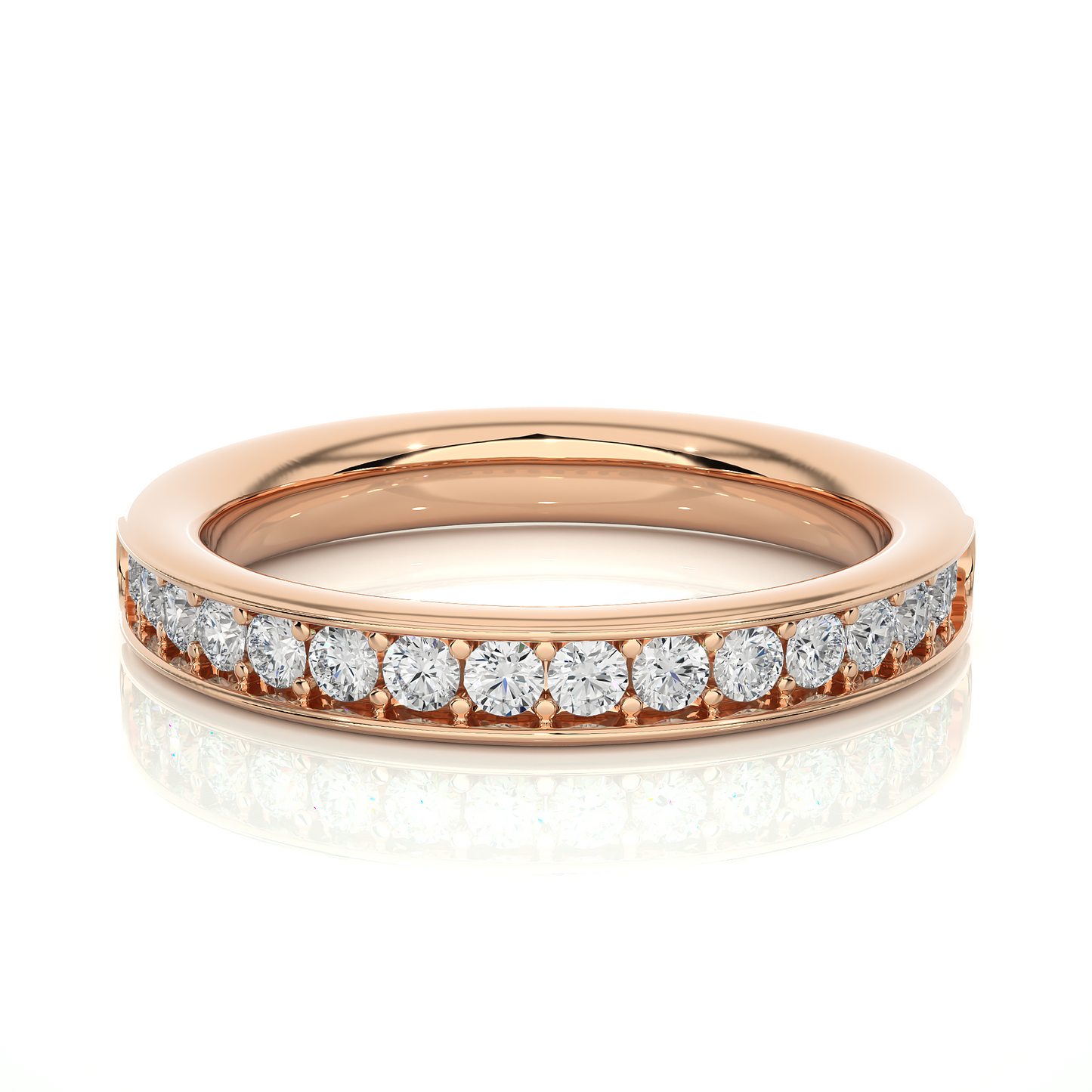 Full Eternity Round Shaped Wedding Band For Womens in 14K Solid With Natural Or Lab Diamonds