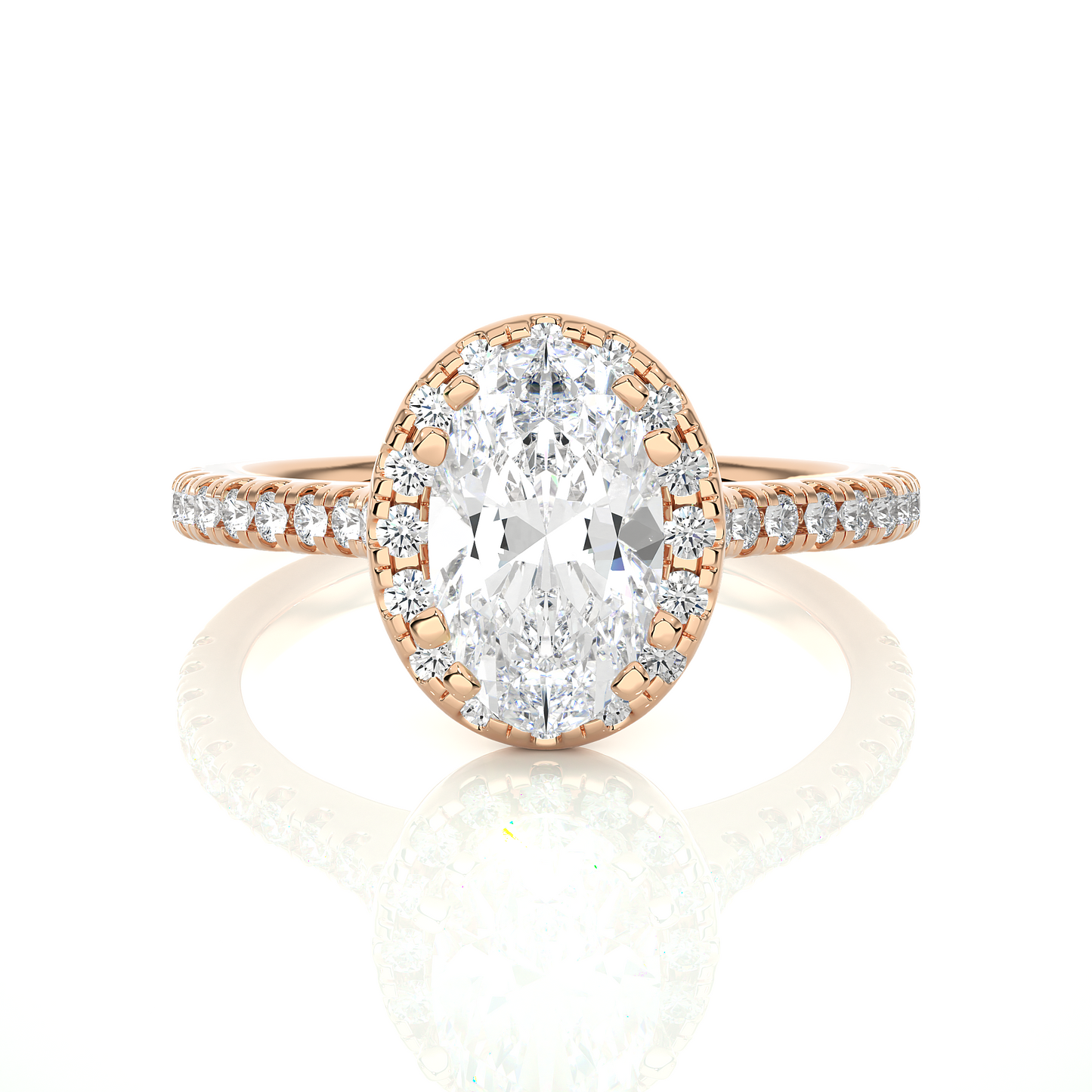 1.26 CT ,14k solid Rose Gold Oval And Round Cut Lab Grown Diamond ring in every occasion wear