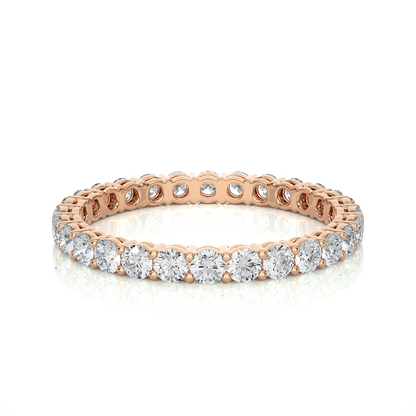 1.12 Carat Round Shaped Lab Grown Diamond & Natural 10k Solid Gold  Eternity Band Ring For Women's