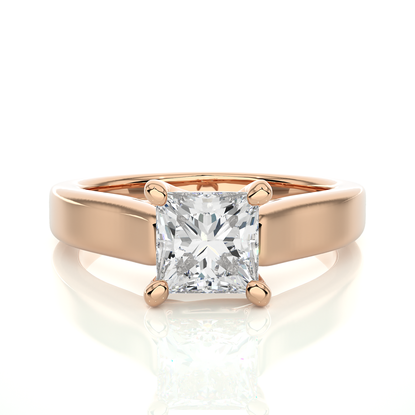 Princess Cut Lab Diamond Solitaire Engagement Ring