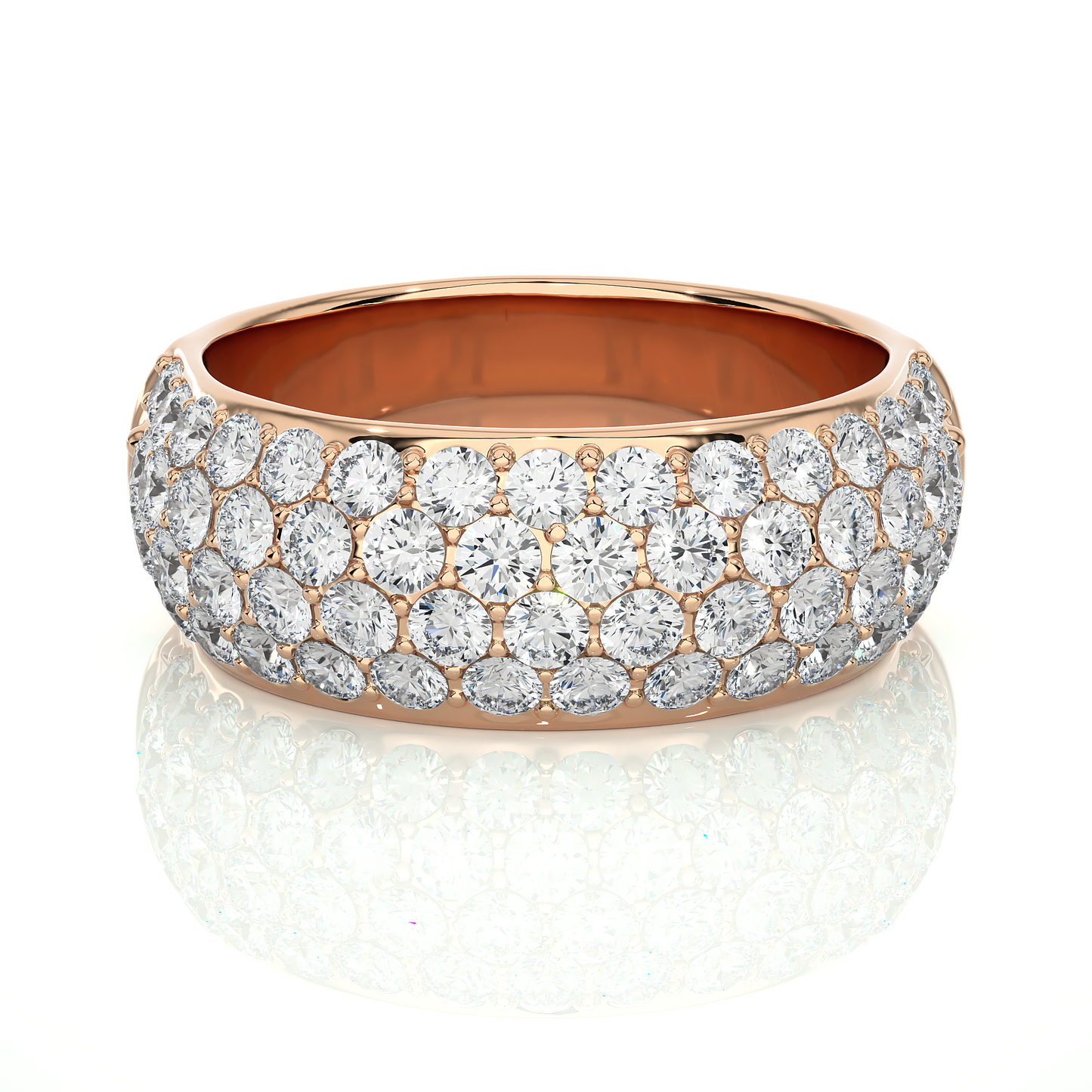 Elegant Round Diamond Half Eternity Band Ring in 18K Solid Gold For Special Occasions