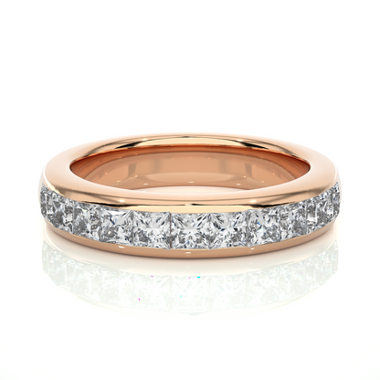 Princess Cut Half Eternity Band In 18K Solid Gold Elegant And Timeless Ring For Her