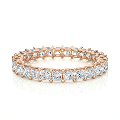 1.93 Ct Princess Cut Lab Grown Diamond 14k Solid Rose Gold Anniversary Full Eternity Band Ring For Her