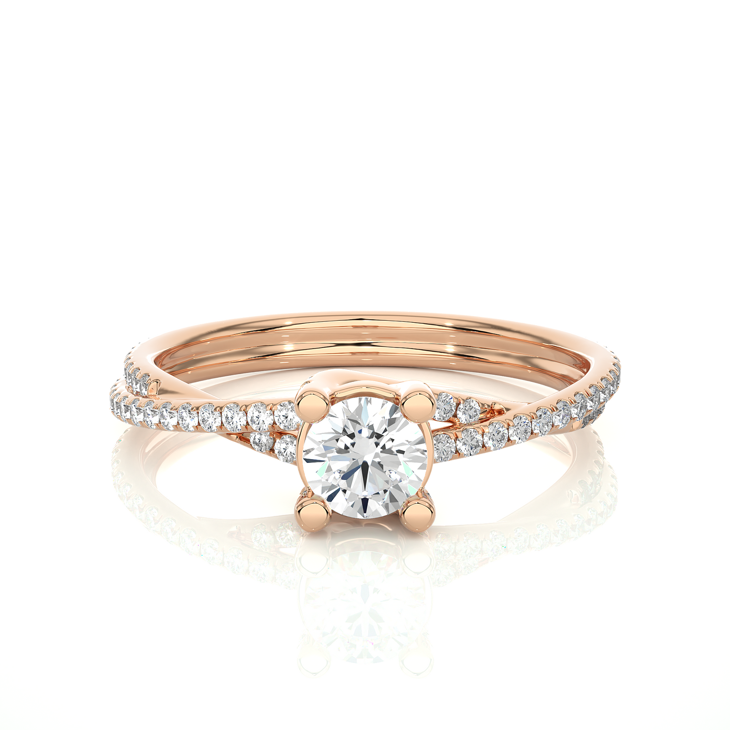 Round Shape Lab Grown Diamond Colorless 14K Solid Gold Ring Gift For Her Birthday