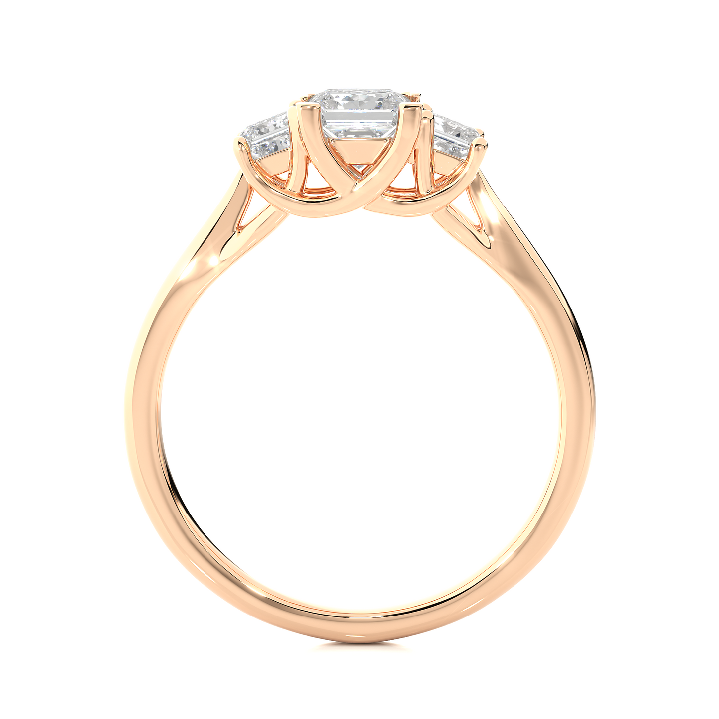 Princess Shaped Lab Grown Diamond Ring,14KYellow Gold  Vintage Three Stone Ring For Her