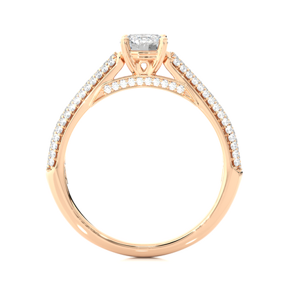 5.70 Ct Round Shaped Lab Grown  Diamond 18k Solid Gold With Side Stone Stunning Engagement Ring For Her