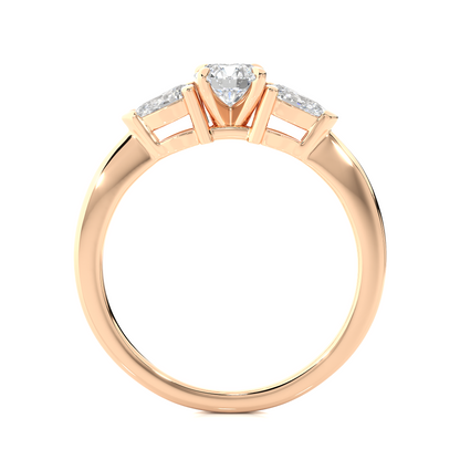 18K Solid Gold Pear cut Lab Grown diamond Three Stone Diamond Ring Gift For Anniversary