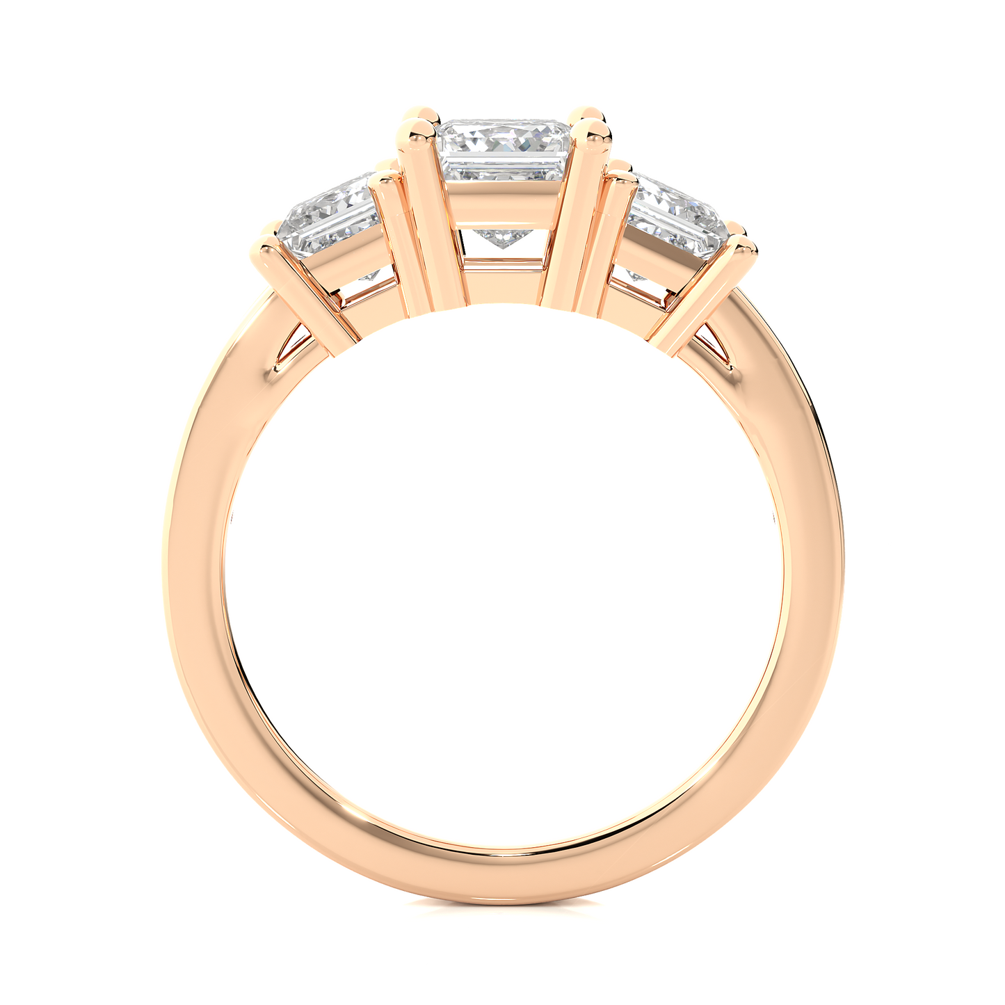 14K Solid Gold princess cut 2.20 Ct  Lab grown three stone Ring For Her