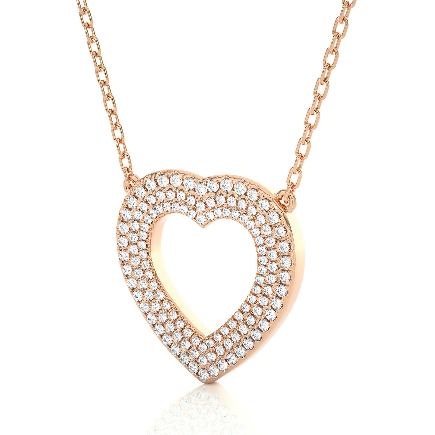 Vintage Heart Pendant with Exquisite Round Diamond Anniversary Gift For Her