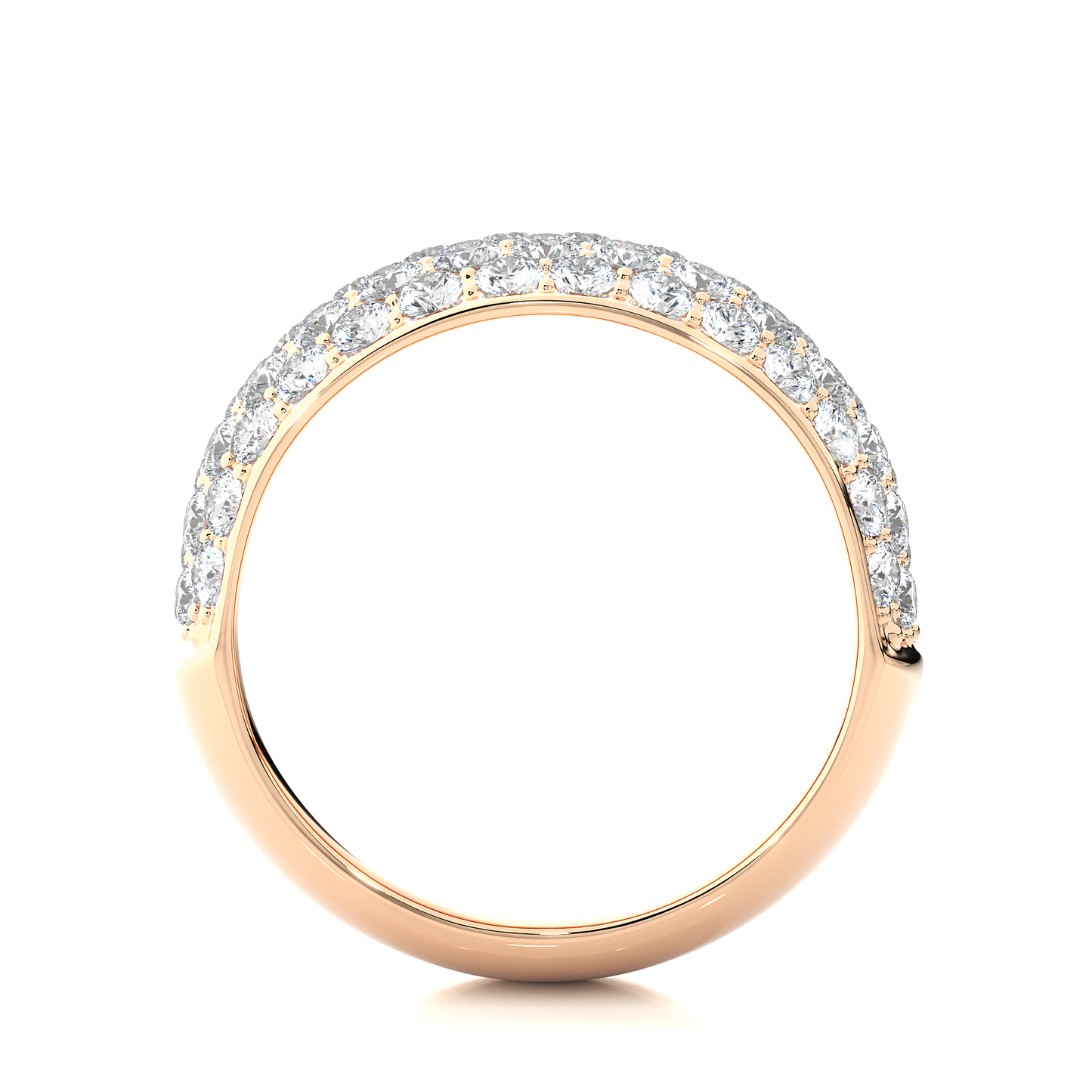 Elegant Round Diamond Half Eternity Band Ring in 18K Solid Gold For Special Occasions