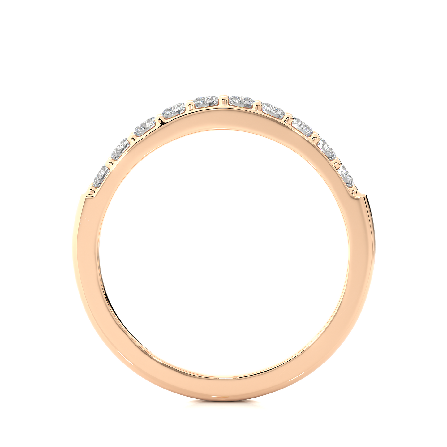Elegant Round Diamond Band in 18KT Solid Gold With Shared Prong Half Eternity Style