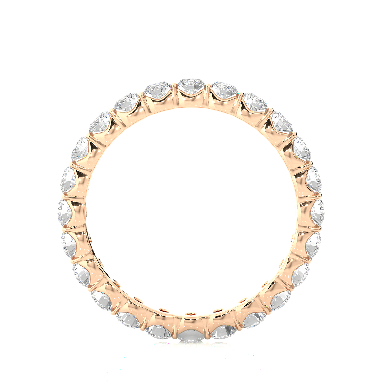 14K Solid Gold Full Eternity Round Cut Lab Grown & Natural Diamond Wedding Band For Women