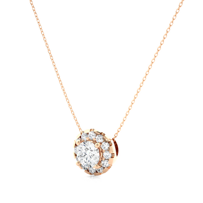 0.34 Carat Round Lab-Grown Diamond Halo pendants Shop elegant Pendant for women & exquisite gold pendant