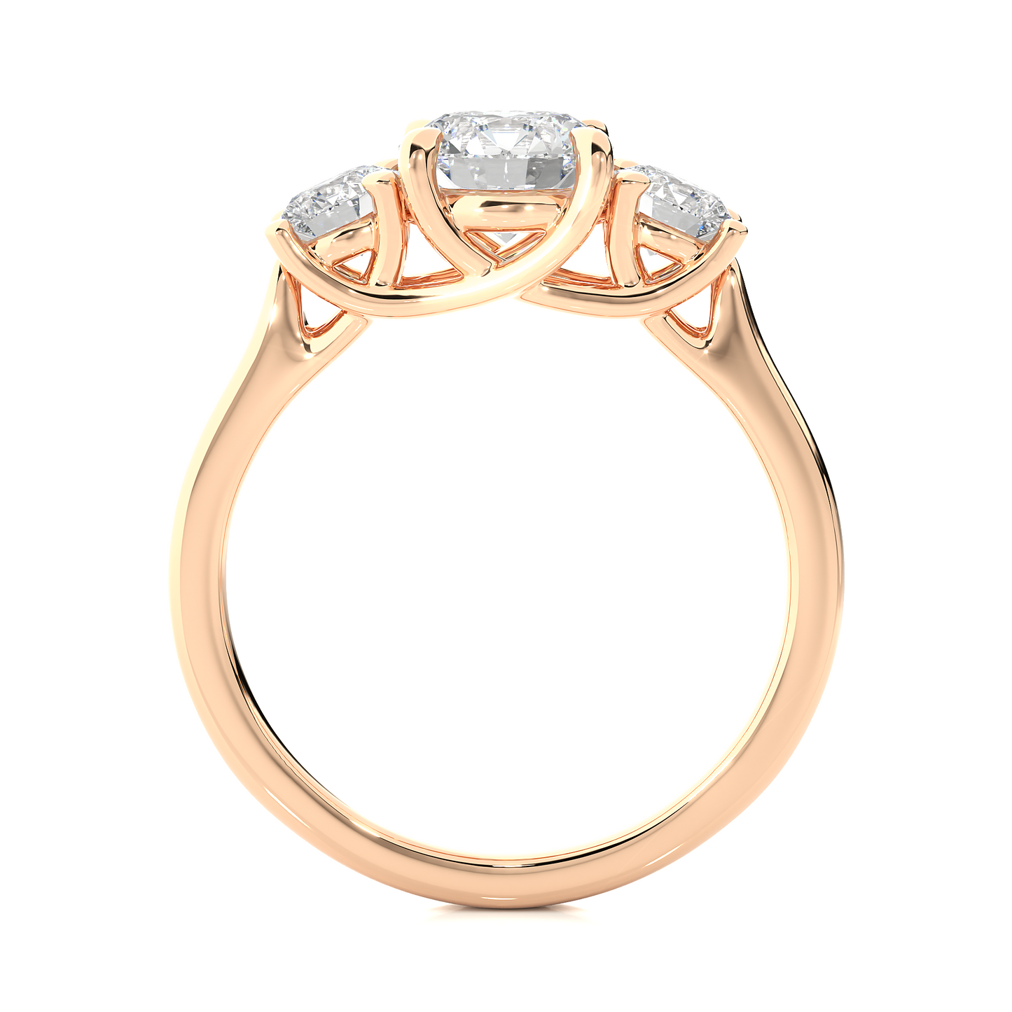 1.95 Ct Three Stone Round Cut Lab grown Engagement Ring  14K Gold Wedding Ring