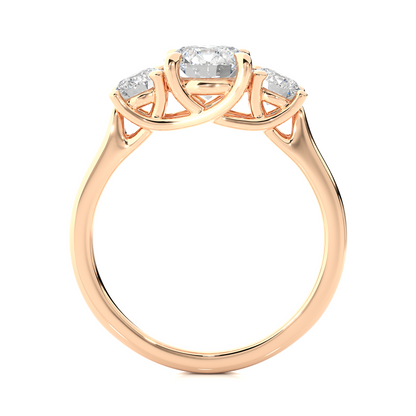 1.95 Ct Three Stone Round Cut Lab grown Engagement Ring  14K Gold Wedding Ring
