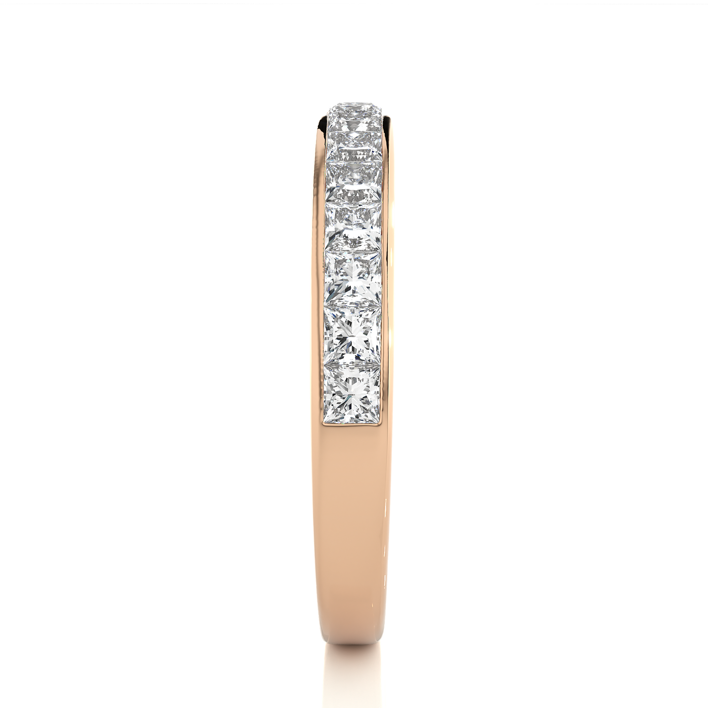 Labgrown Diamond Band Ring in 14KT White Gold Half Eternity Band With Elegant Channel Set Design