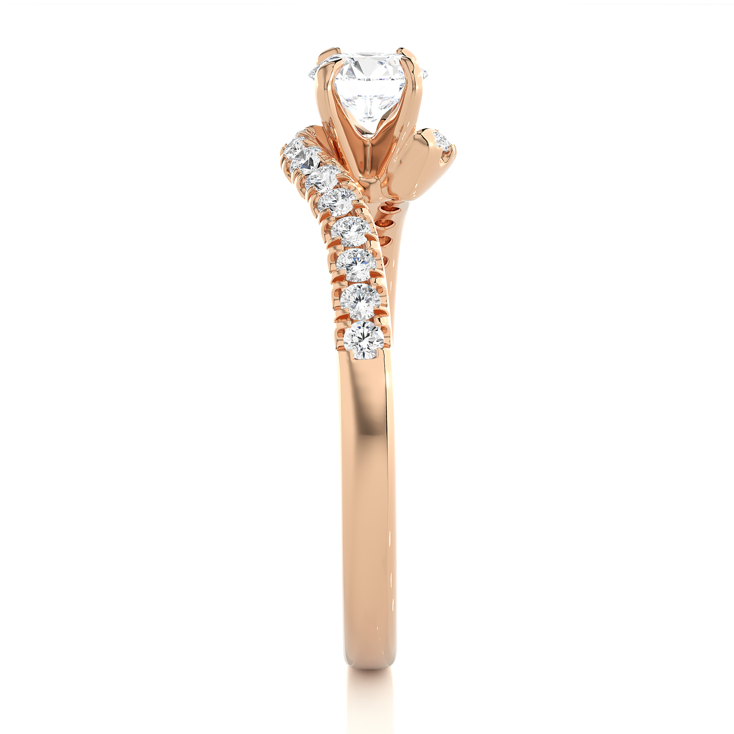 10K Solid Gold Solitaire Diamond Twisted Shank Elegant Engagement Ring for Women