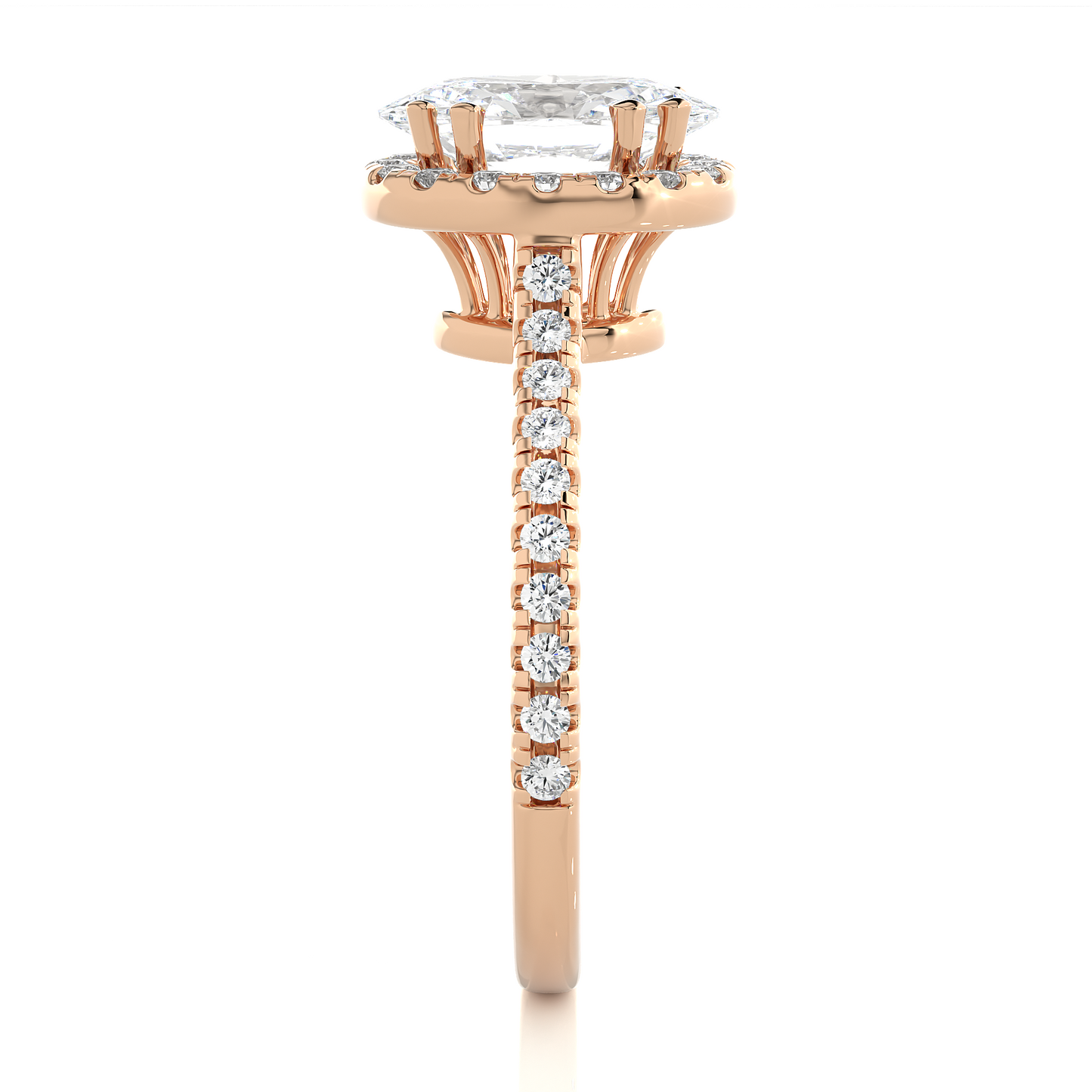 1.26 CT ,14k solid Rose Gold Oval And Round Cut Lab Grown Diamond ring in every occasion wear