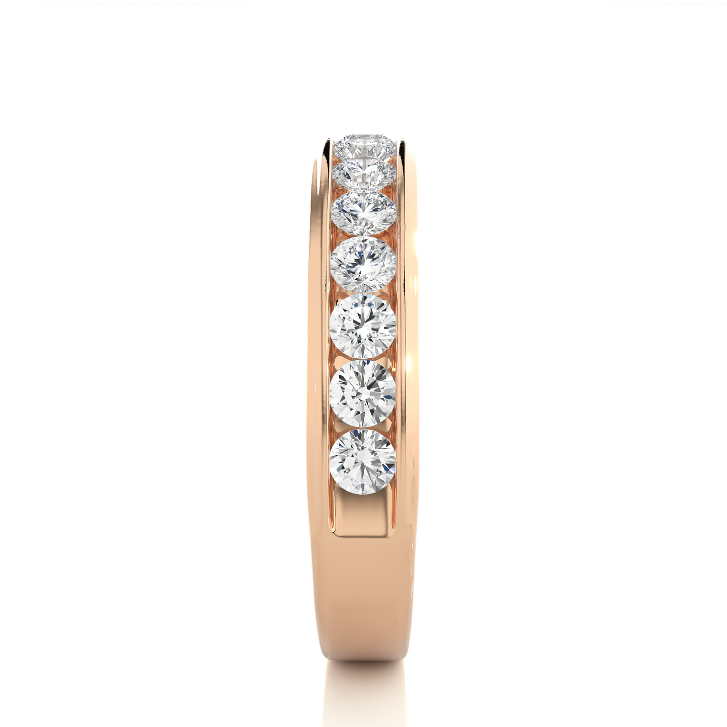 Channel Set Round Diamond Wedding Band Ring Timeless Sparkle For Women's In 14K Solid Gold