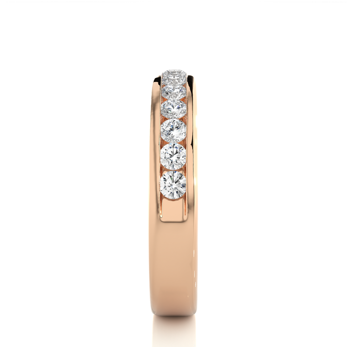 Eco-Friendly Round Diamond Channel Set Wedding Band Lab-Grown Sparkle Band For Wife