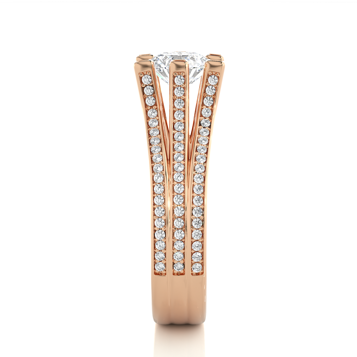 Round Brilliant Cut Lab Grown Diamond Ring, 18K Solid Gold Split Shank Ring In Wedding Special For Bridals