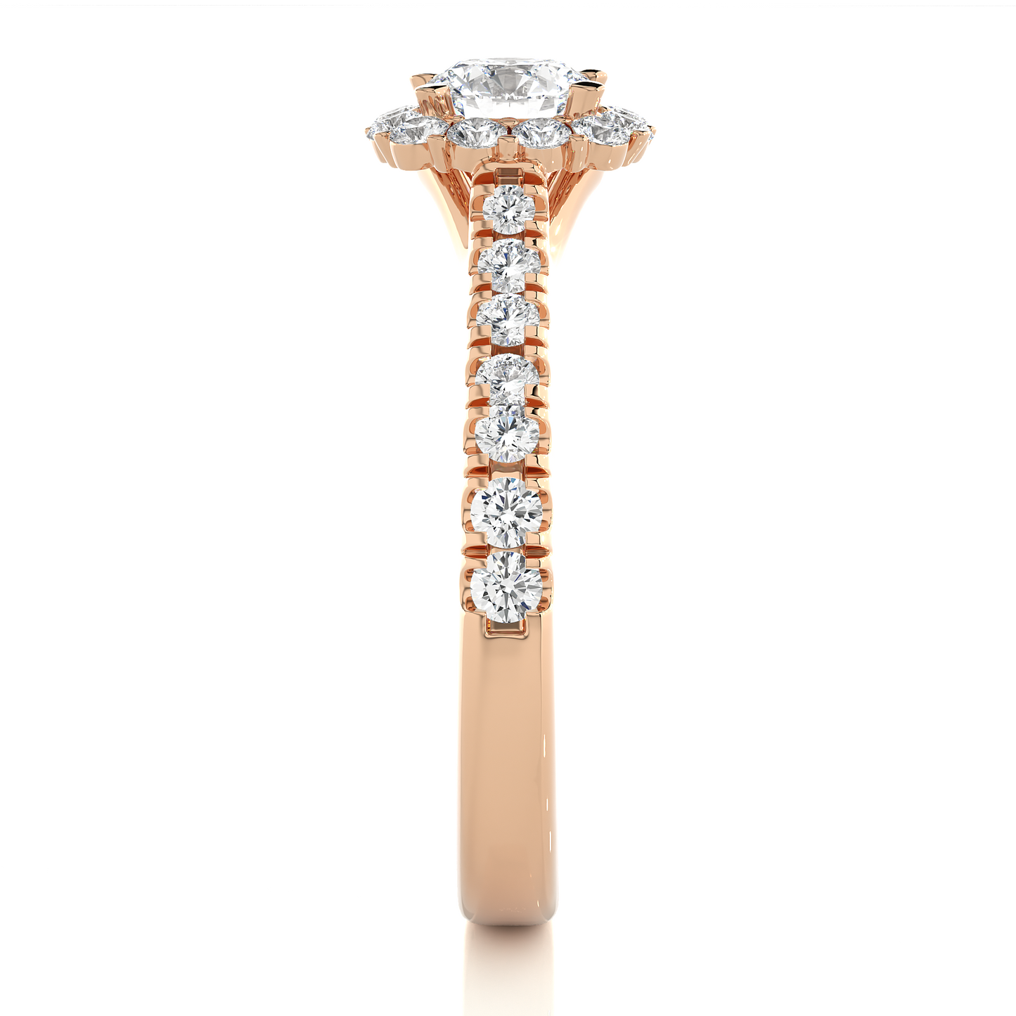 14K Solid Gold Lab Grown Diamond Wedding Ring, Accented Round Cut Diamond For Engagement Ring For Her