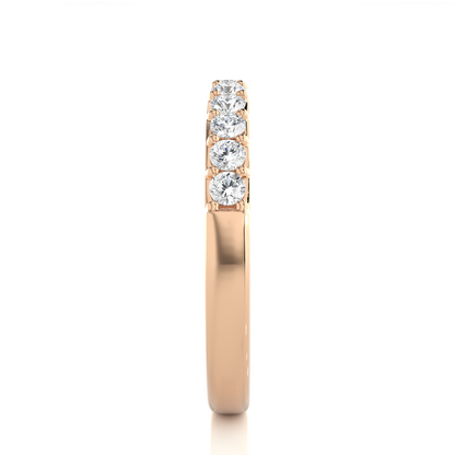 Elegant Round Diamond Band in 18KT Solid Gold With Shared Prong Half Eternity Style