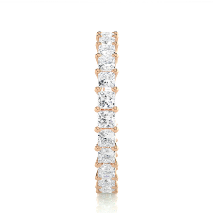 1.93 Ct Princess Cut Lab Grown Diamond 14k Solid Rose Gold Anniversary Full Eternity Band Ring For Her