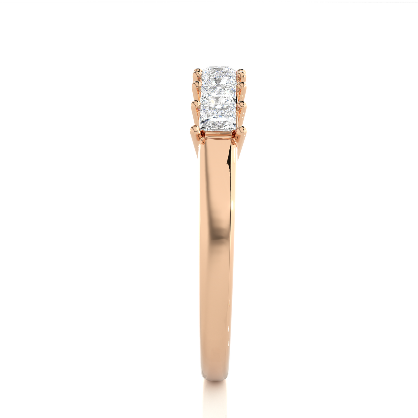 Princess Cut Half Eternity Band In 14K Solid Gold In Lab grown And Natural Diamonds
