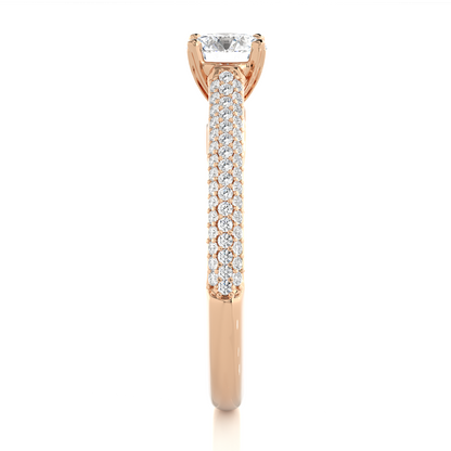 5.70 Ct Round Shaped Lab Grown  Diamond 18k Solid Gold With Side Stone Stunning Engagement Ring For Her