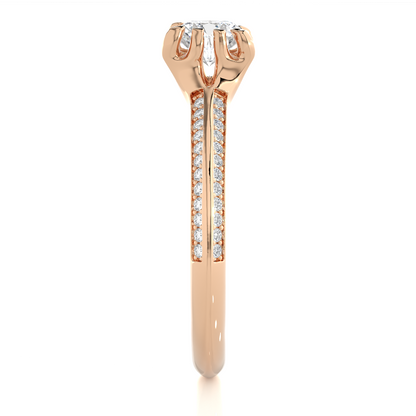 10k Solid White Gold Engagement Ring With Round Cut Lab Grown Diamond Perfect Gift For Her