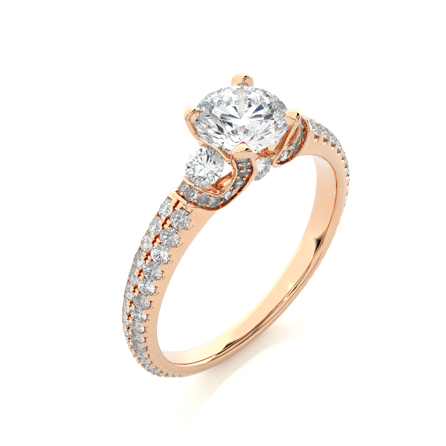 1.44 Carat Round Diamond Lab Grown Diamond Ring with Three Stones Diamond Ring To Her birthday