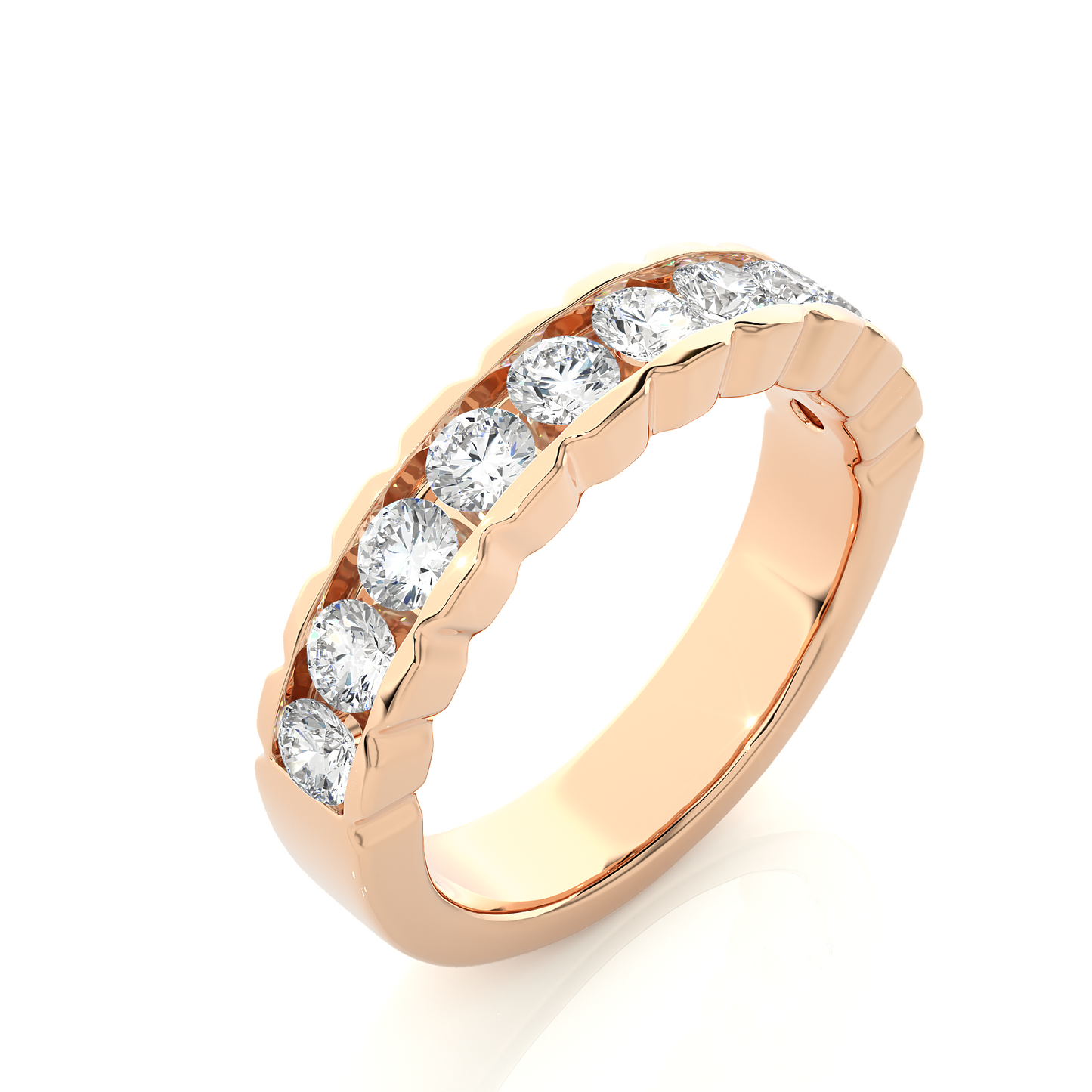 Affordable Round Diamond Half Eternity Wedding Band Ring Elegant Yet Budget Friendly Gift