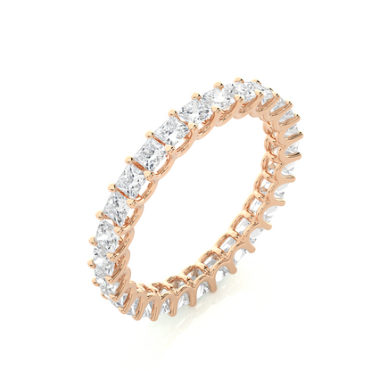 1.93 Ct Princess Cut Lab Grown Diamond 14k Solid Rose Gold Anniversary Full Eternity Band Ring For Her