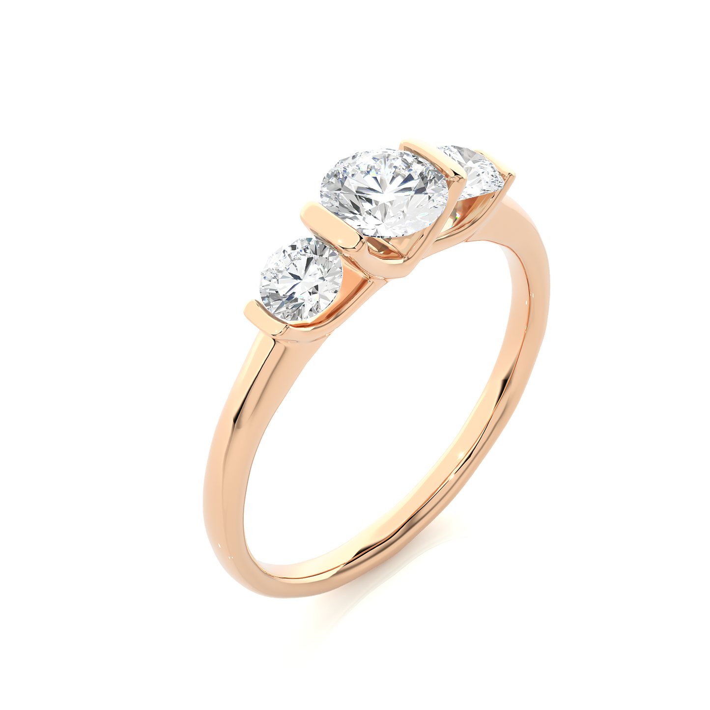3 Stone Engagement Carat 10K Solid Gold lab Grown Diamond Ring, Perfect Anniversary Gift For Her