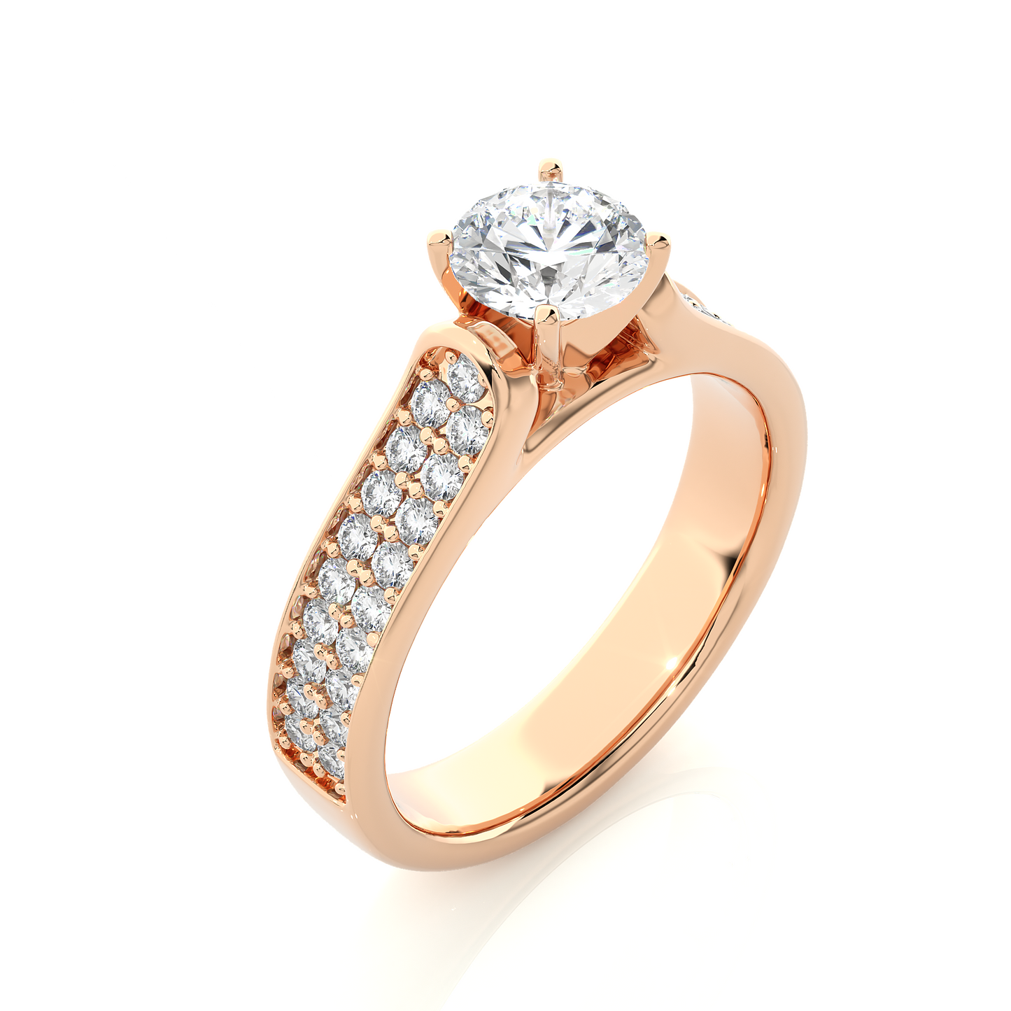 Round Cut Lab Grown Diamond Ring 1.29 CT IGI Certified Pave & Side Stones Anniversary ring her