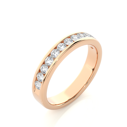 Eco-Friendly Round Diamond Channel Set Wedding Band Lab-Grown Sparkle Band For Wife