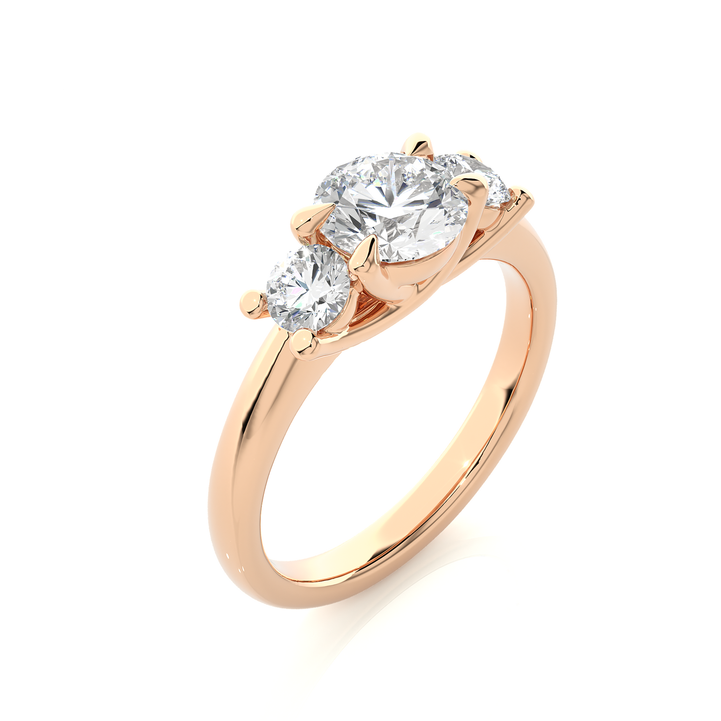 Three Stone Round 1.39 Carat Lab Grown Diamond Engagement Ring For Her