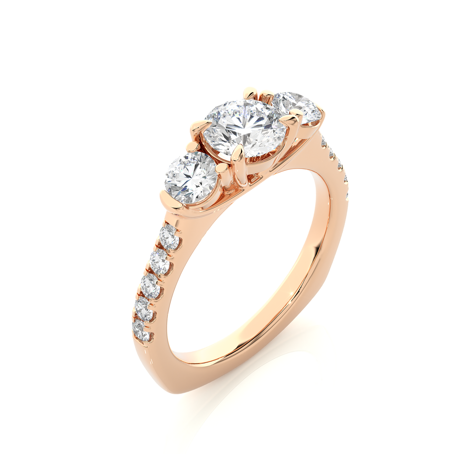 1.54 Ct Lab grown Round Diamond Anniversary Ring, With Three Stone