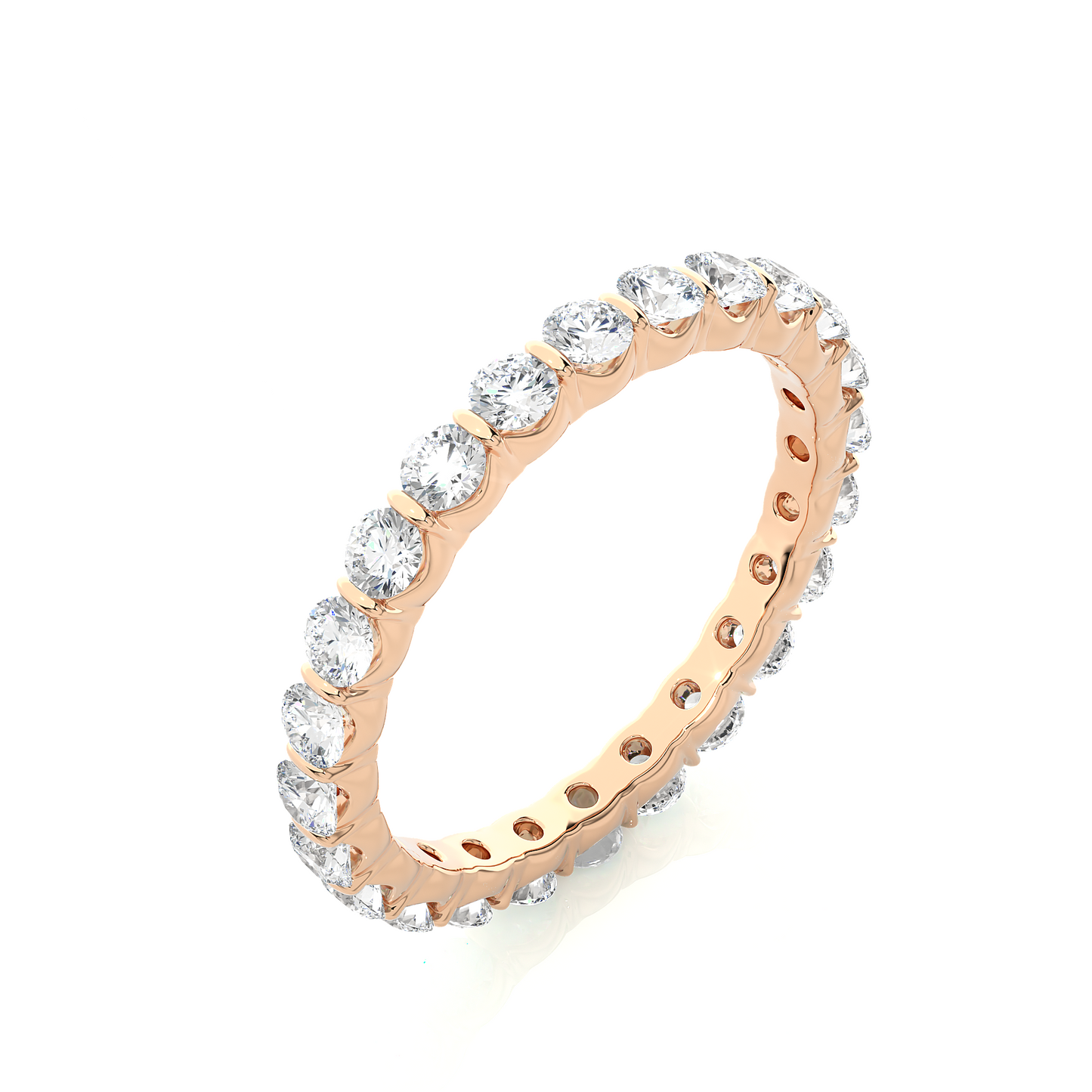 14K Solid Gold Full Eternity Round Cut Lab Grown & Natural Diamond Wedding Band For Women