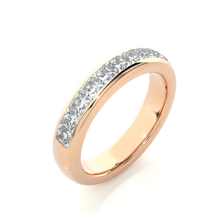 Princess Cut Half Eternity Band In 18K Solid Gold Elegant And Timeless Ring For Her