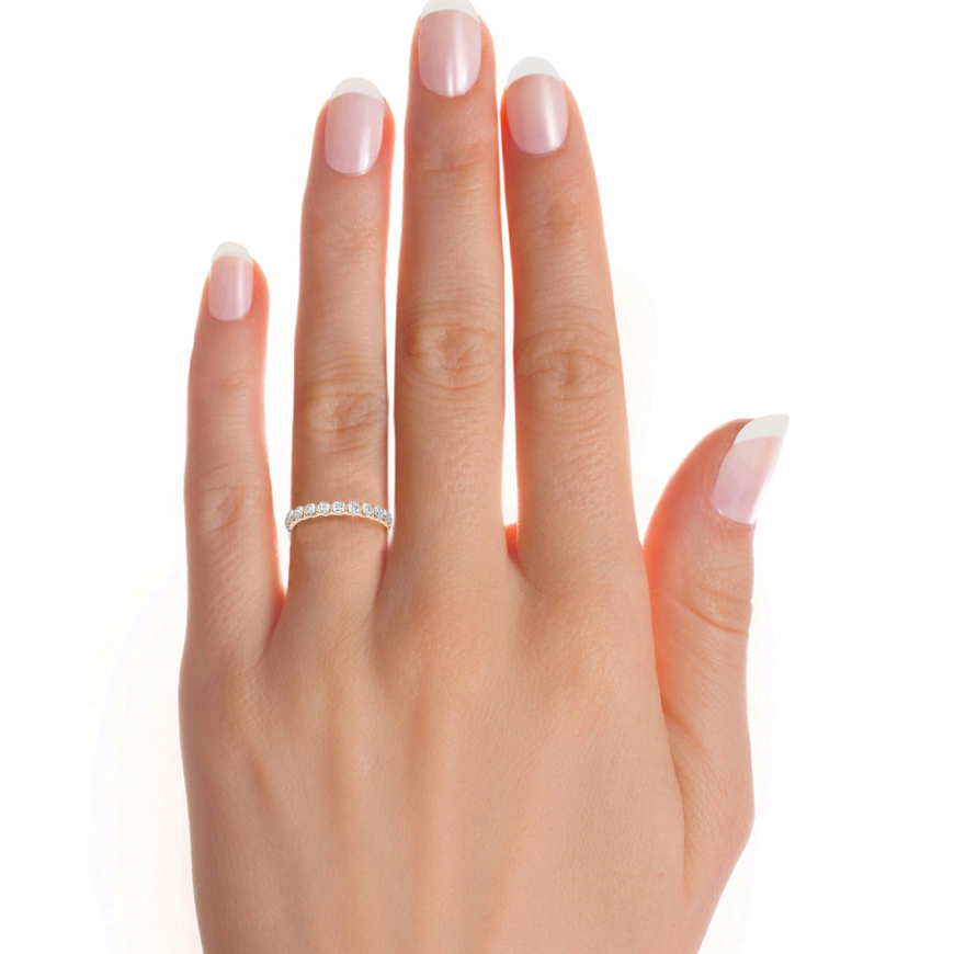 14K Solid Gold Full Eternity Round Cut Lab Grown & Natural Diamond Wedding Band For Women