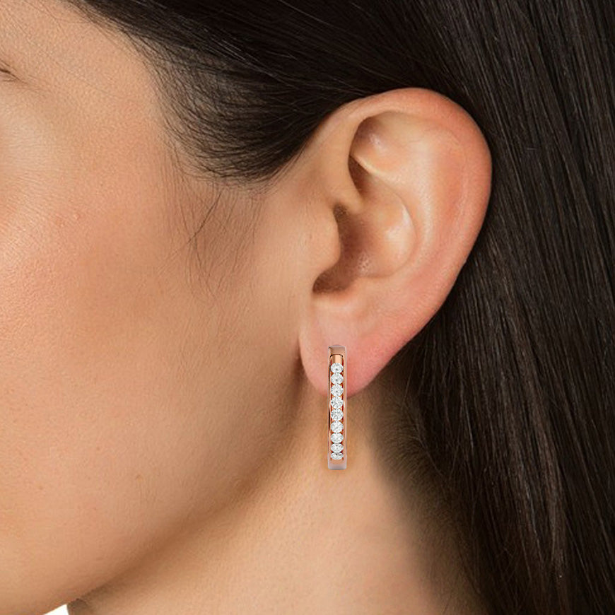 0.52 Carat Diamond Huggie Hoop Earrings For Women's Elegant Everyday Sparkle