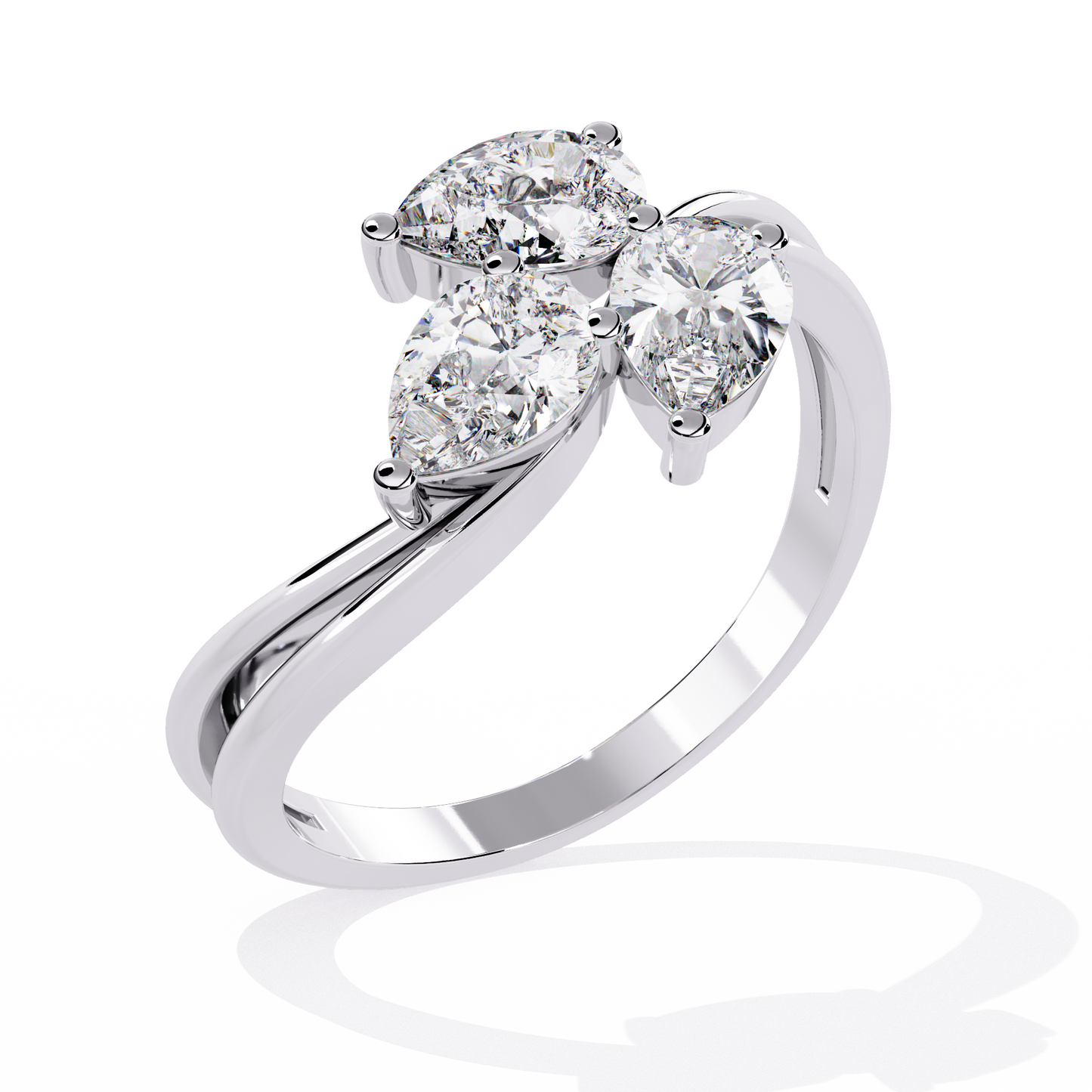 1.06CT Pear Cut Lab Grown Diamond Delicate Sparkling Three Stone Ring Gift For Her