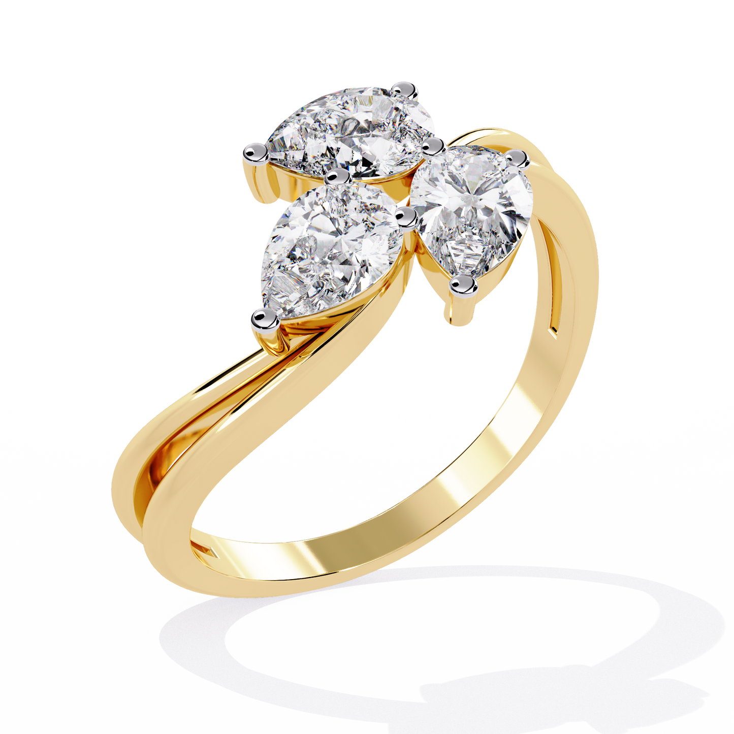 1.06CT Pear Cut Lab Grown Diamond Delicate Sparkling Three Stone Ring Gift For Her
