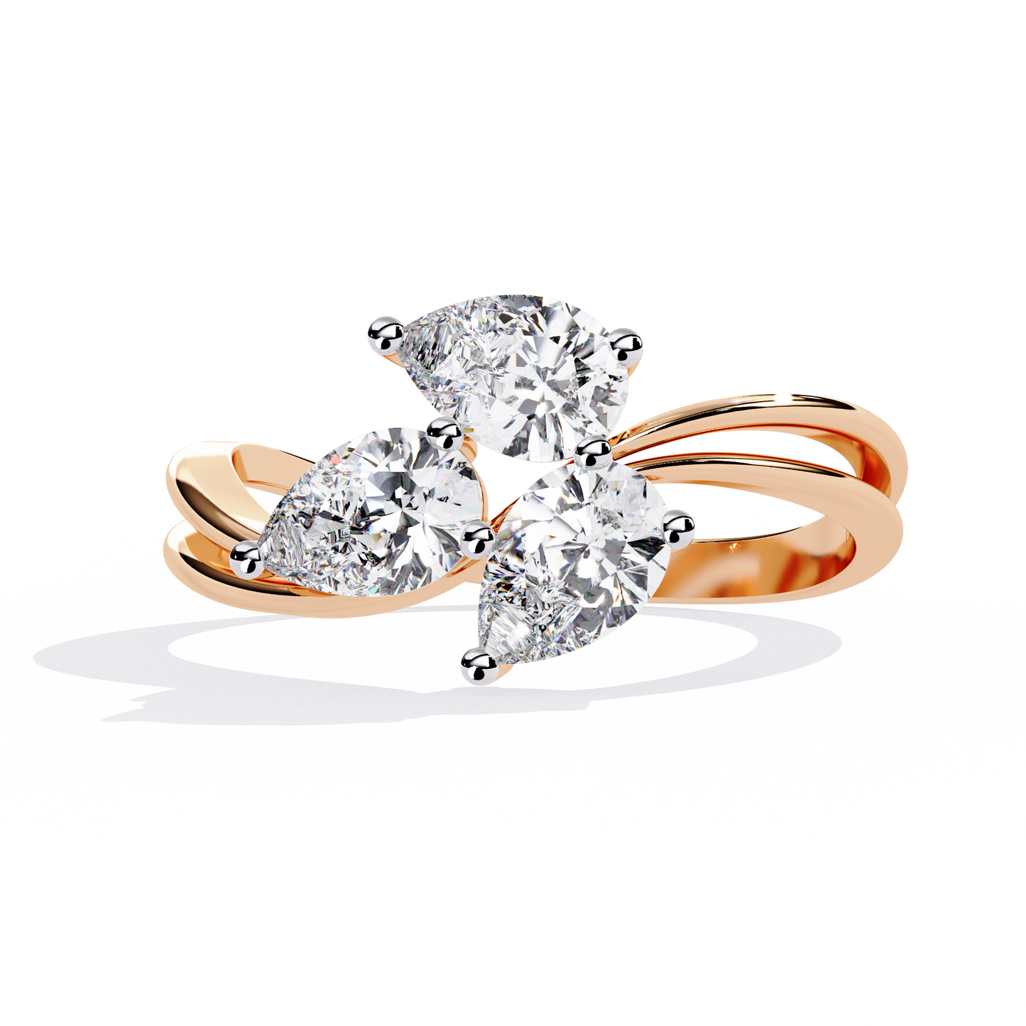 1.06CT Pear Cut Lab Grown Diamond Delicate Sparkling Three Stone Ring Gift For Her