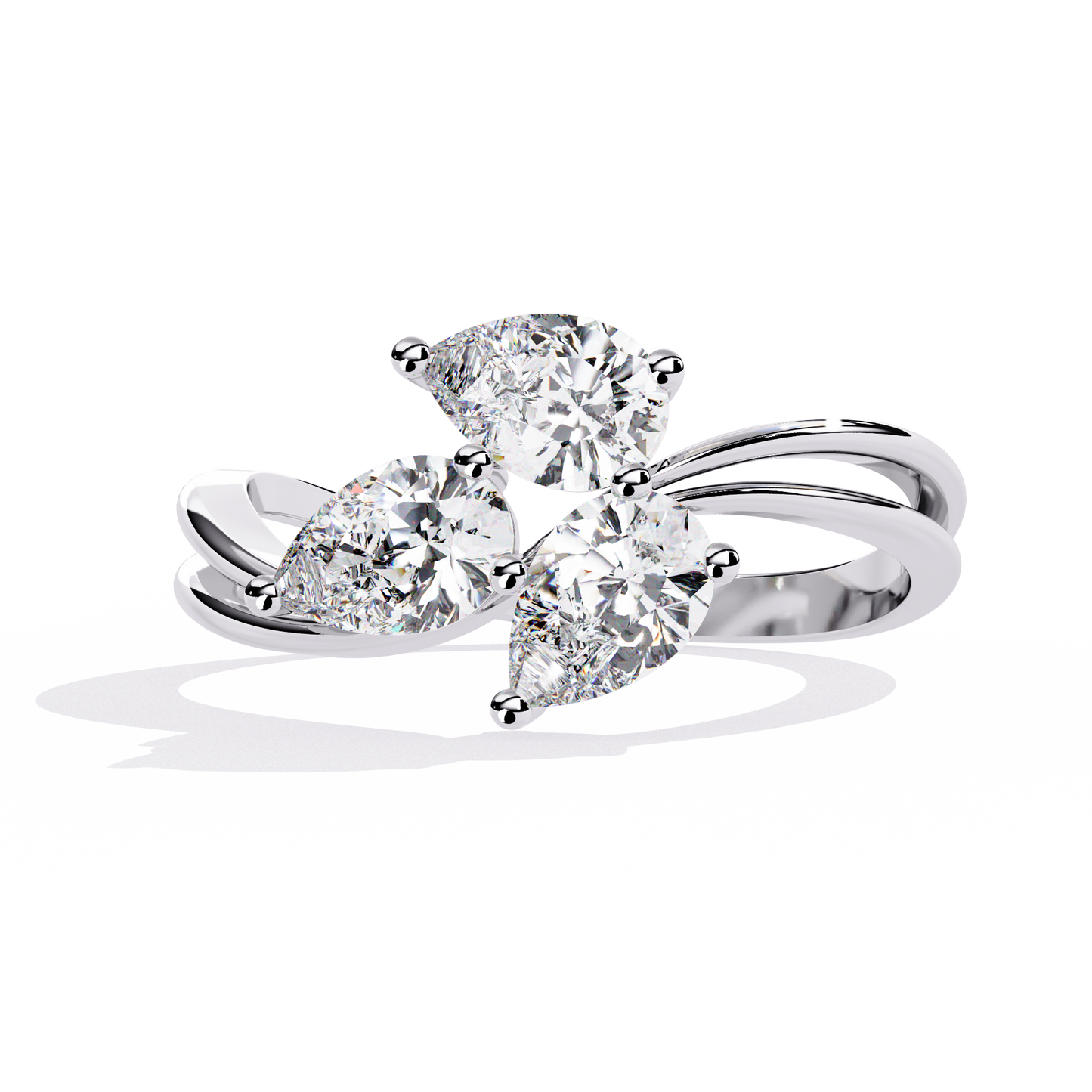 1.06CT Pear Cut Lab Grown Diamond Delicate Sparkling Three Stone Ring Gift For Her